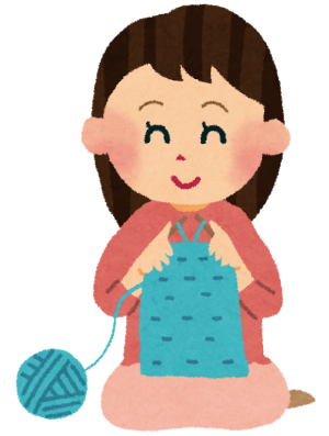 編み物をする女性